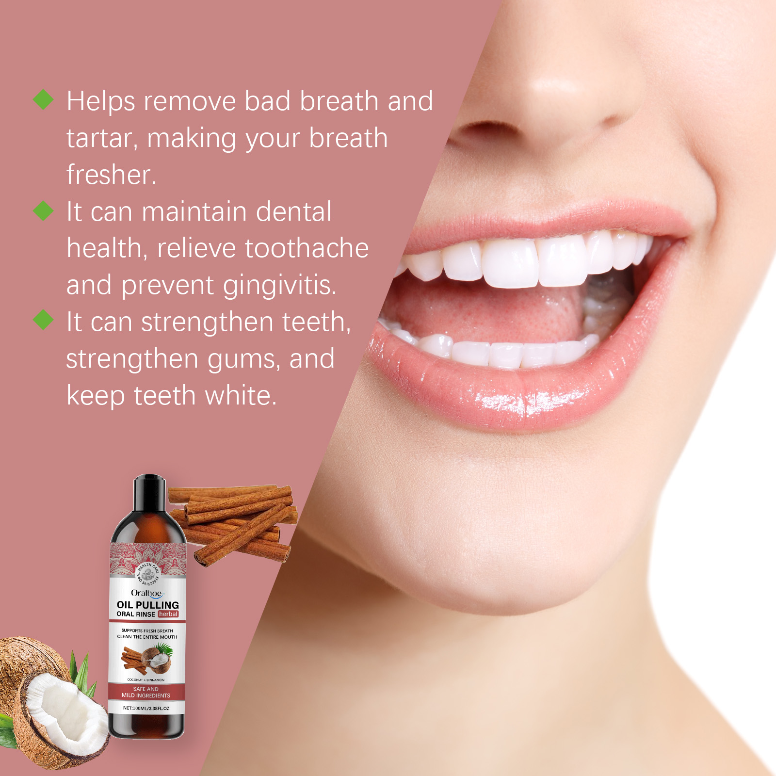 Huile de traction de noix de c - Teeth Whitening Oil Pulling avis et prix