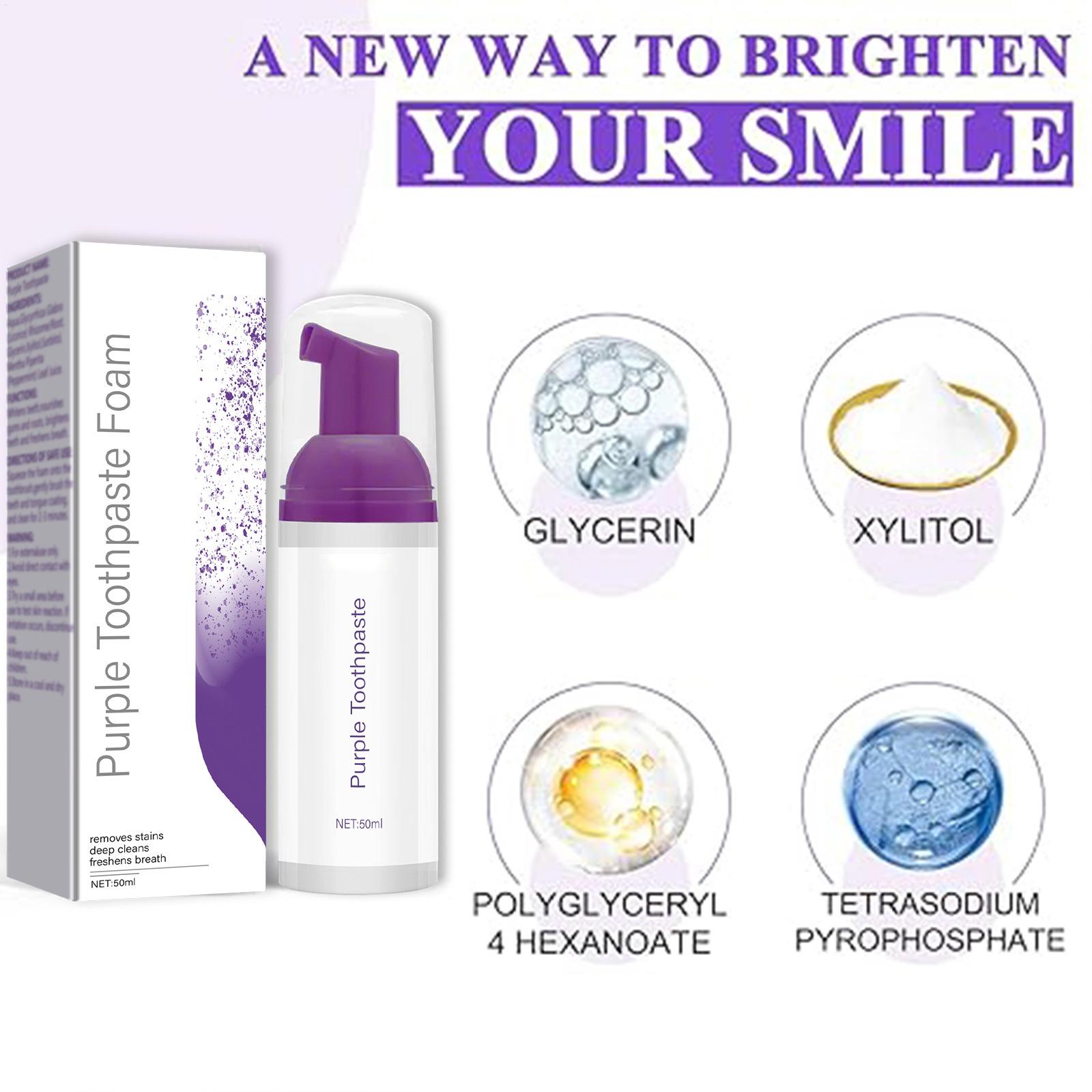 Dentifrice blanchissant violet - Teeth Whitening Foam Toothpaste avis et prix