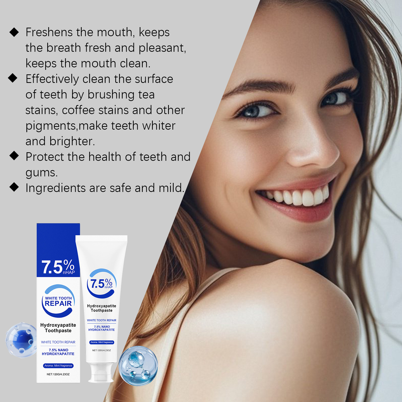 Dentifrice à la menthe poivrée - Teeth Whitening Foam Toothpaste avis et prix