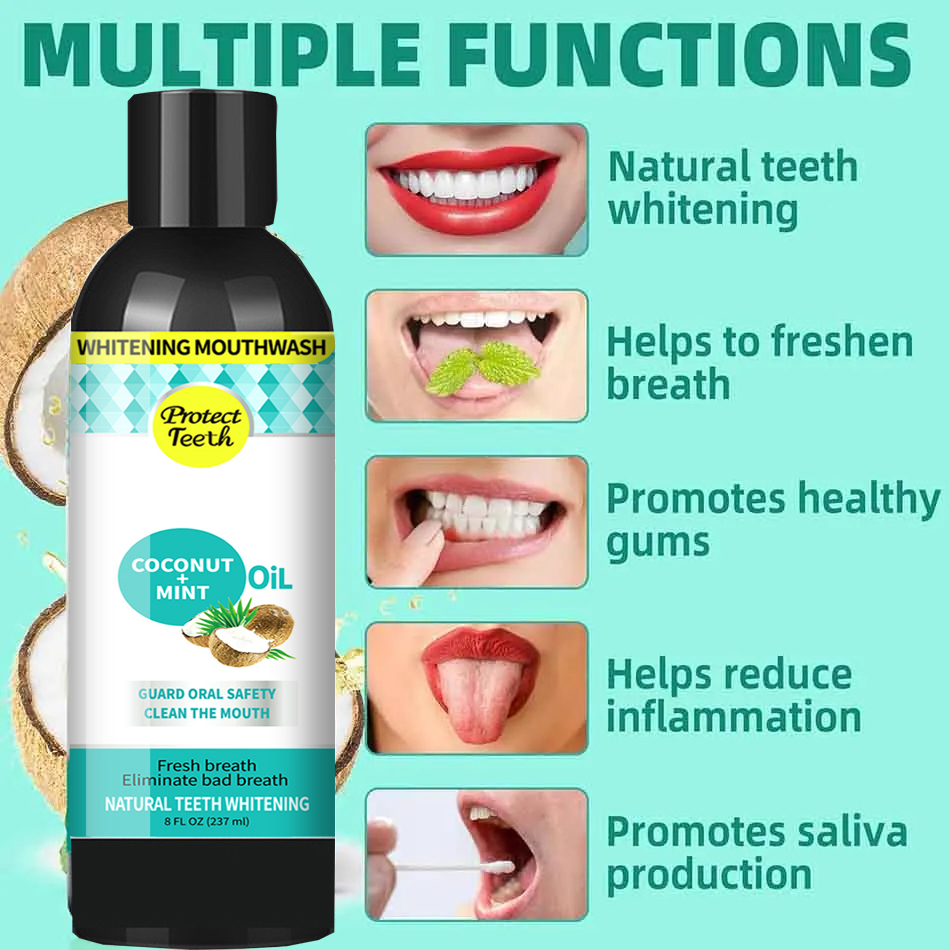 Huile de traction de noix de c - Teeth Whitening Oil Pulling avis et prix