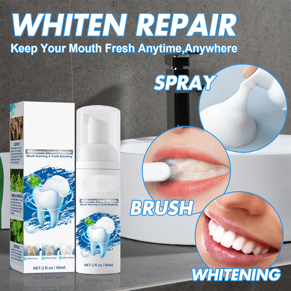 Mousse dentifrice blanchissant - Teeth Whitening Foam Toothpaste avis et prix