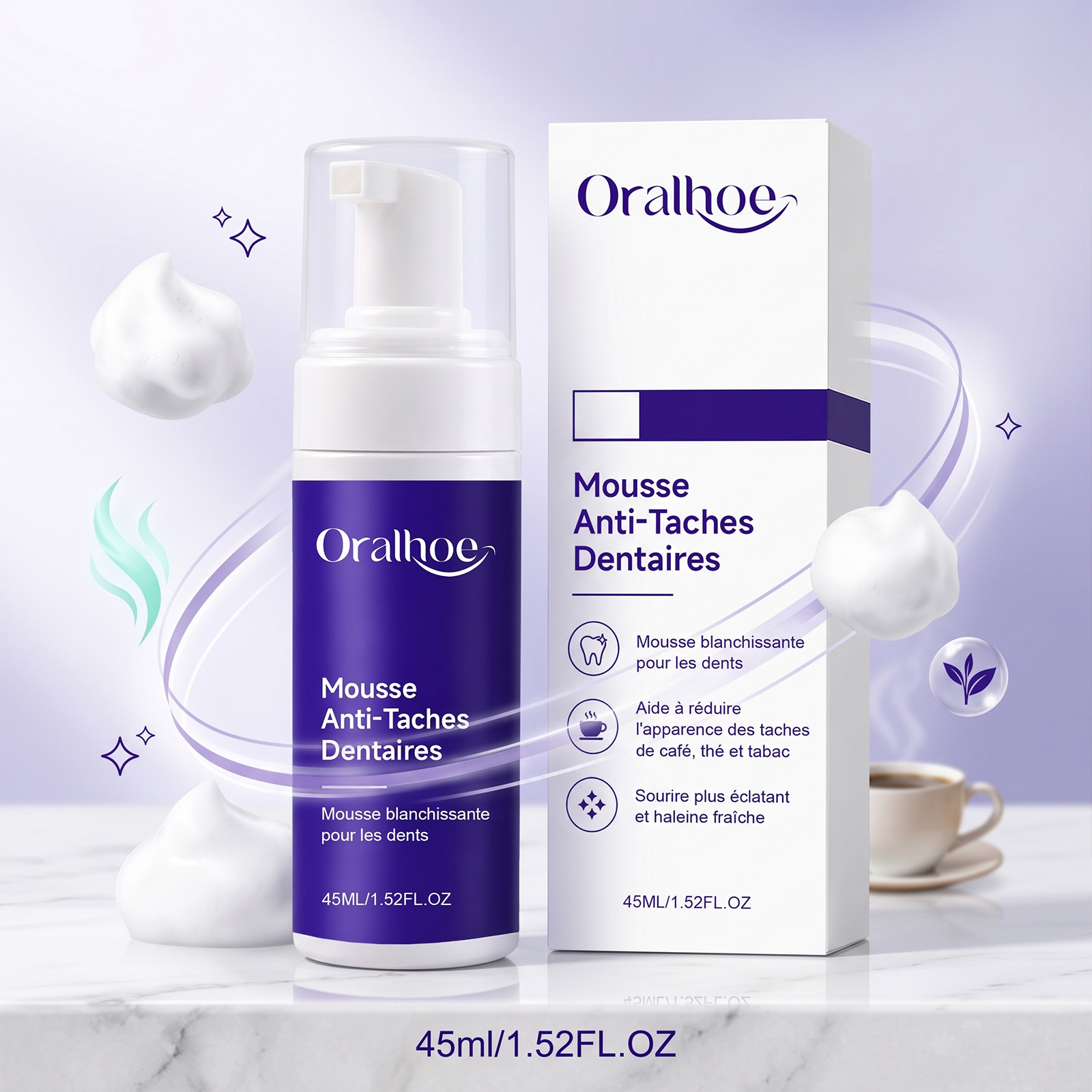 Mousse dentifrice violette bla - Teeth Whitening Foam Toothpaste avis et prix